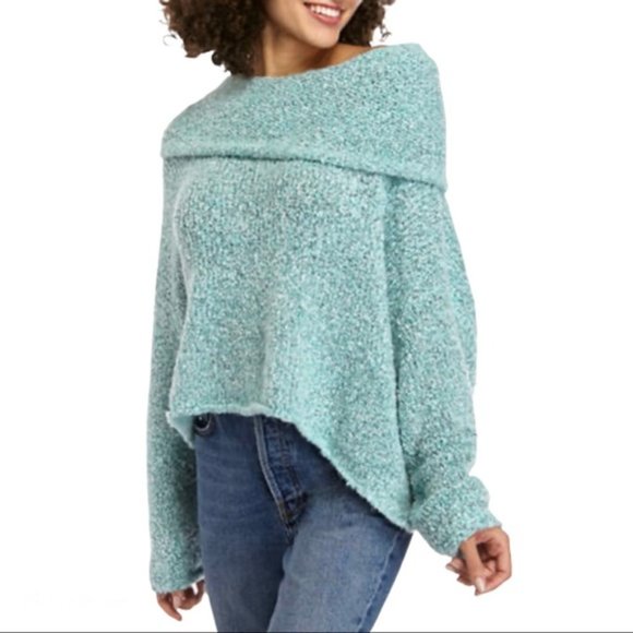 Free People BFF Sweater Aqua Star Size Medium - Picture 4 of 6